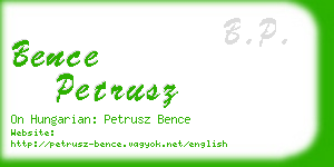 bence petrusz business card